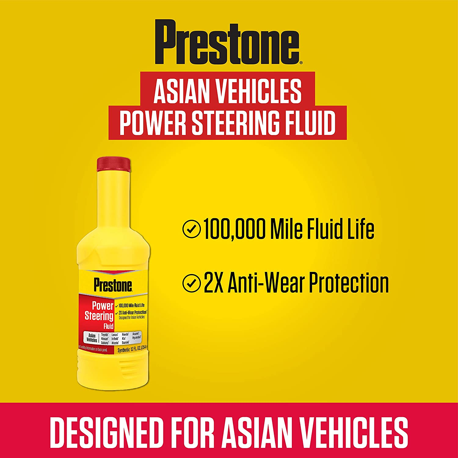 Prestone Full Synthetic Asian Power Steering Fluid 355 Ml image number 2