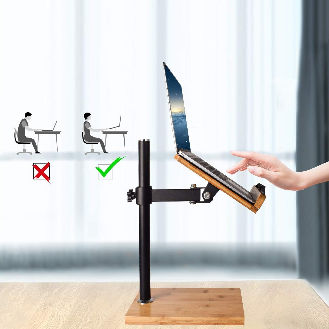 Extral Large Size Book Stand Height Adjustable, Wishacc Upright Bamboo Wood Book Stand Cookbook Holder for Reading Hands Free image number 2