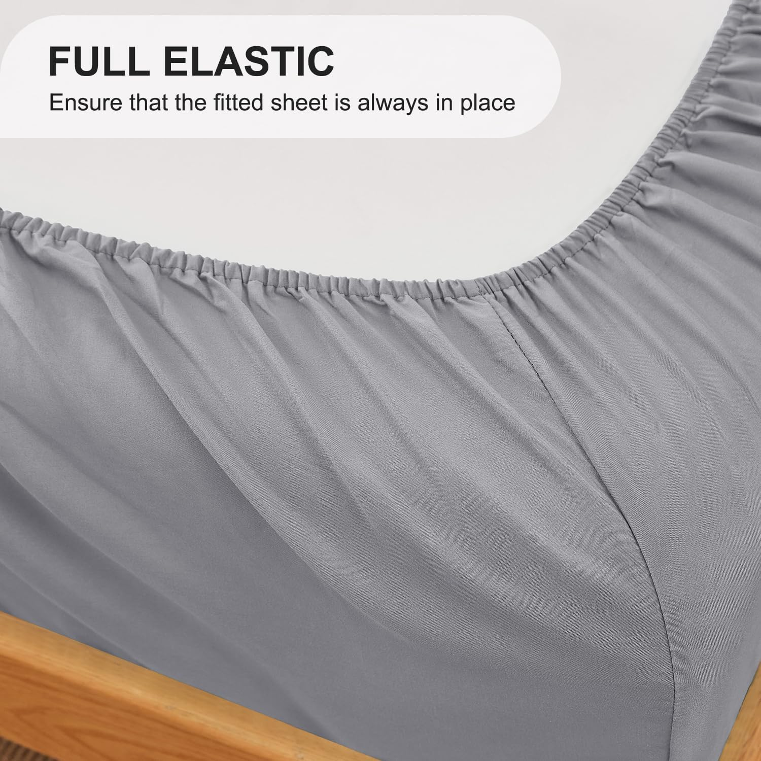 Lakora Queen Size Fitted Sheet Only 1 Piece - Ultra Soft 2000TC Brushed Microfibre Fabric, 35Cm Deep Pocket Sheets, Light Grey image number 2