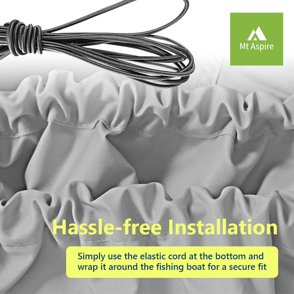 Mt Aspire 20-22 FT Trailerable Boat Cover Weatherproof UV Resistant Marine Grade Protection with 8 Adjustable Straps Heavy Duty Grey image number 4