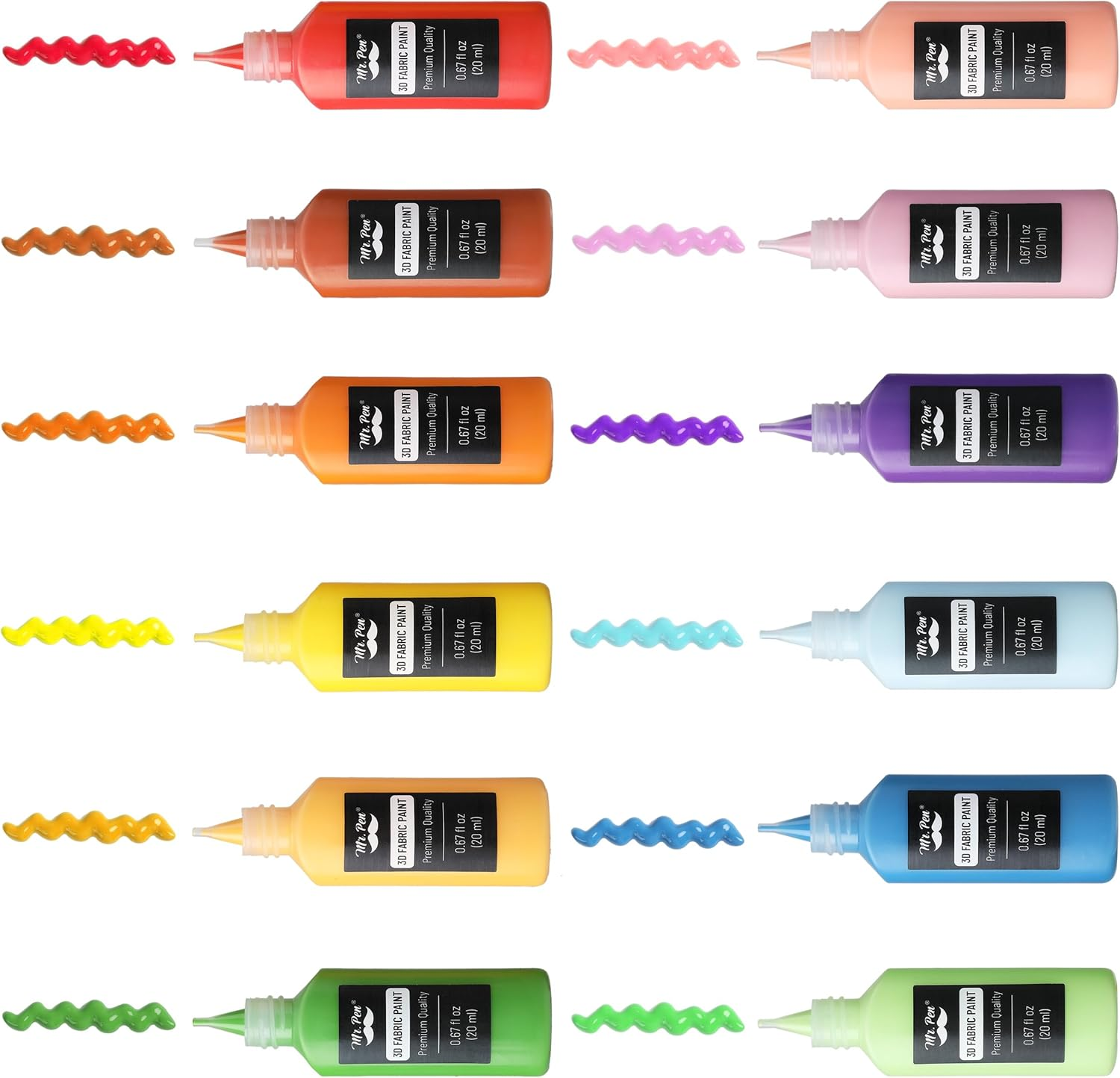 Mr. Pen- 3D Fabric Paint Set, 24 Pcs, 0.67 Oz, Permanent Fabric Paint for Clothes, Clothing, T Shirt, 3D image number 6