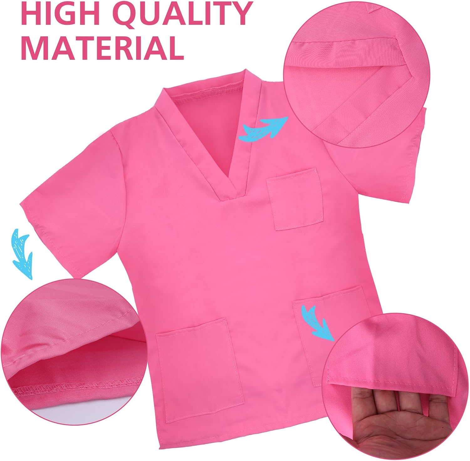 Kids Doctor Costume, Child Role Play Costumes Unisex Fancy Dress Costume Doctor Scrubs for Kids Nurse Costume for Halloween Cosplay Party image number 5