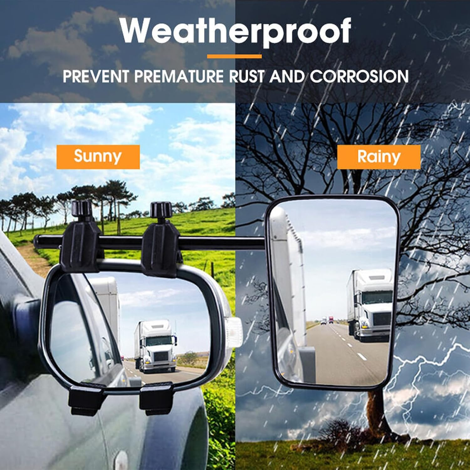Provecta 1 Pair Caravan Towing Mirrors,Universal Clip-On Truck & RV Trailer Tow Mirrors,Adjustable Rearview Mirrors for Motorhome Vehicle Car RV SUV image number 6