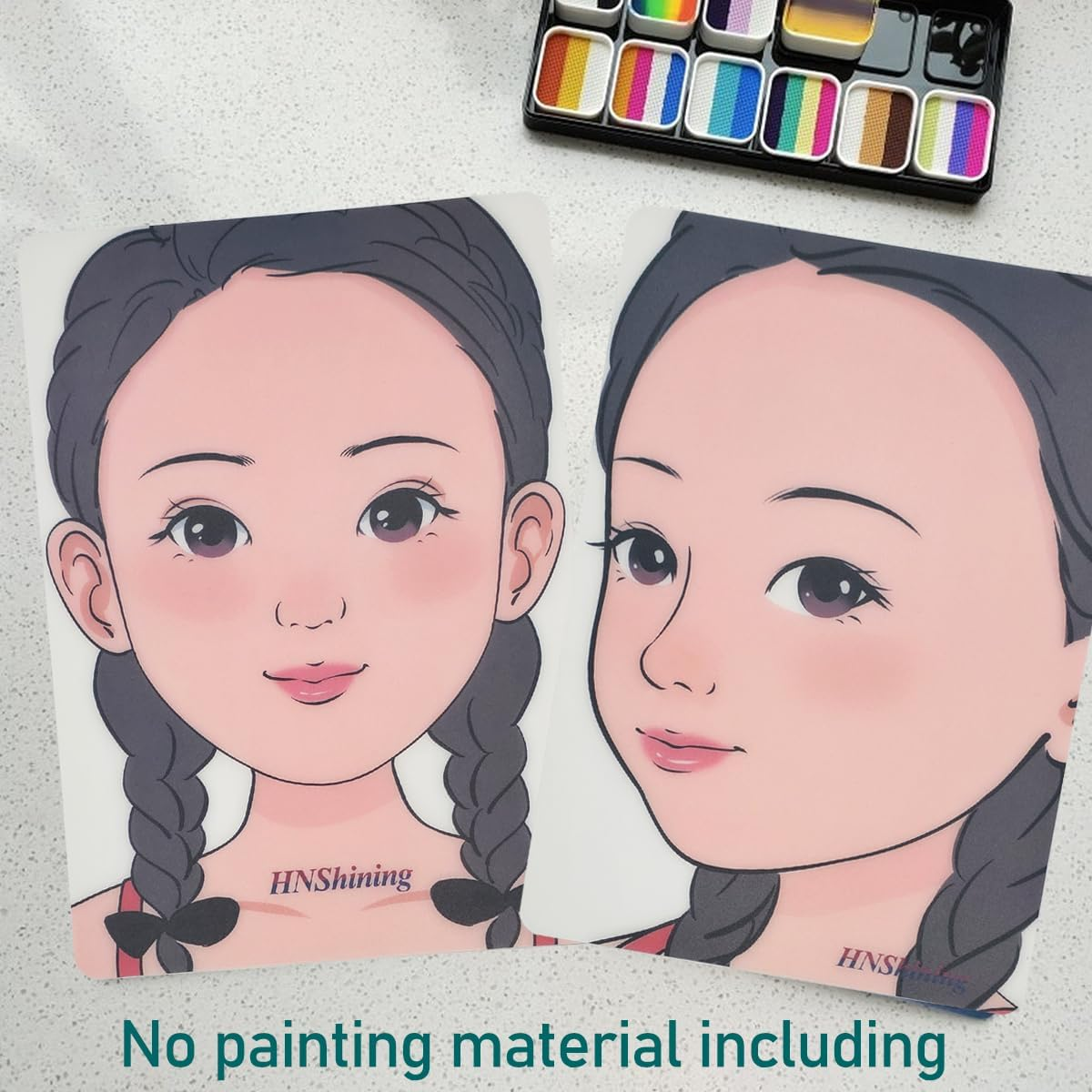 Face Painting Practice Board,Face Paint Board for Practise,Reusable Face Painting Exercise Template,Makeup Painting Tool (Girl) image number 2