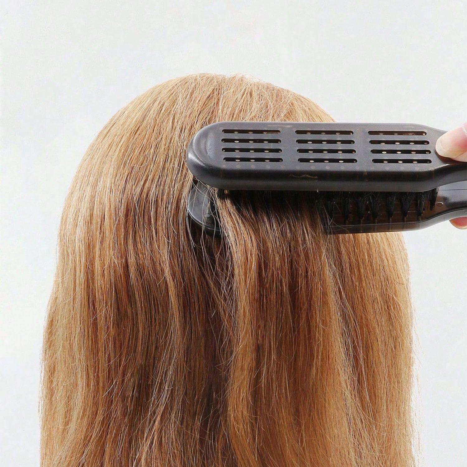 Pack of 2 Double Sided Straight Hair Comb, Flat Perm Brush, Antistatic Smooth Hair Brush, Hair Styling Props (Black, Purple) image number 3