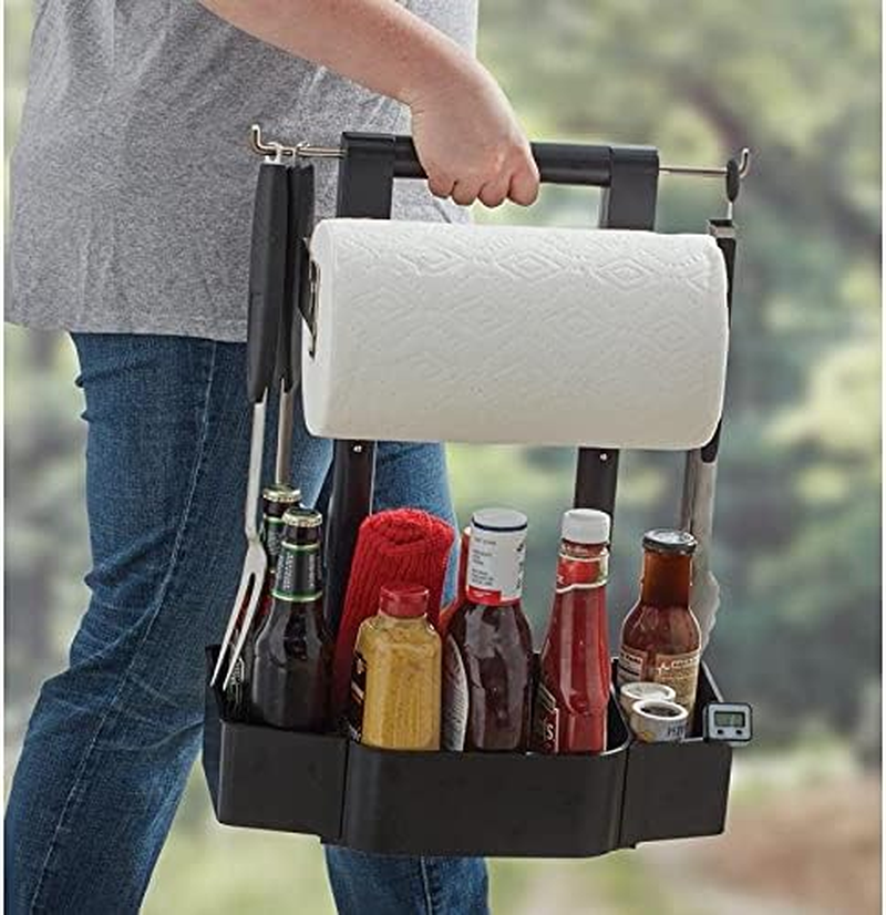 Mr. Bar-B-Q Adjustable Grilling Caddy | Store All Your Grilling Accessories in One Place | Roller Towel Holder | Reduce Mess While Grilling image number 5