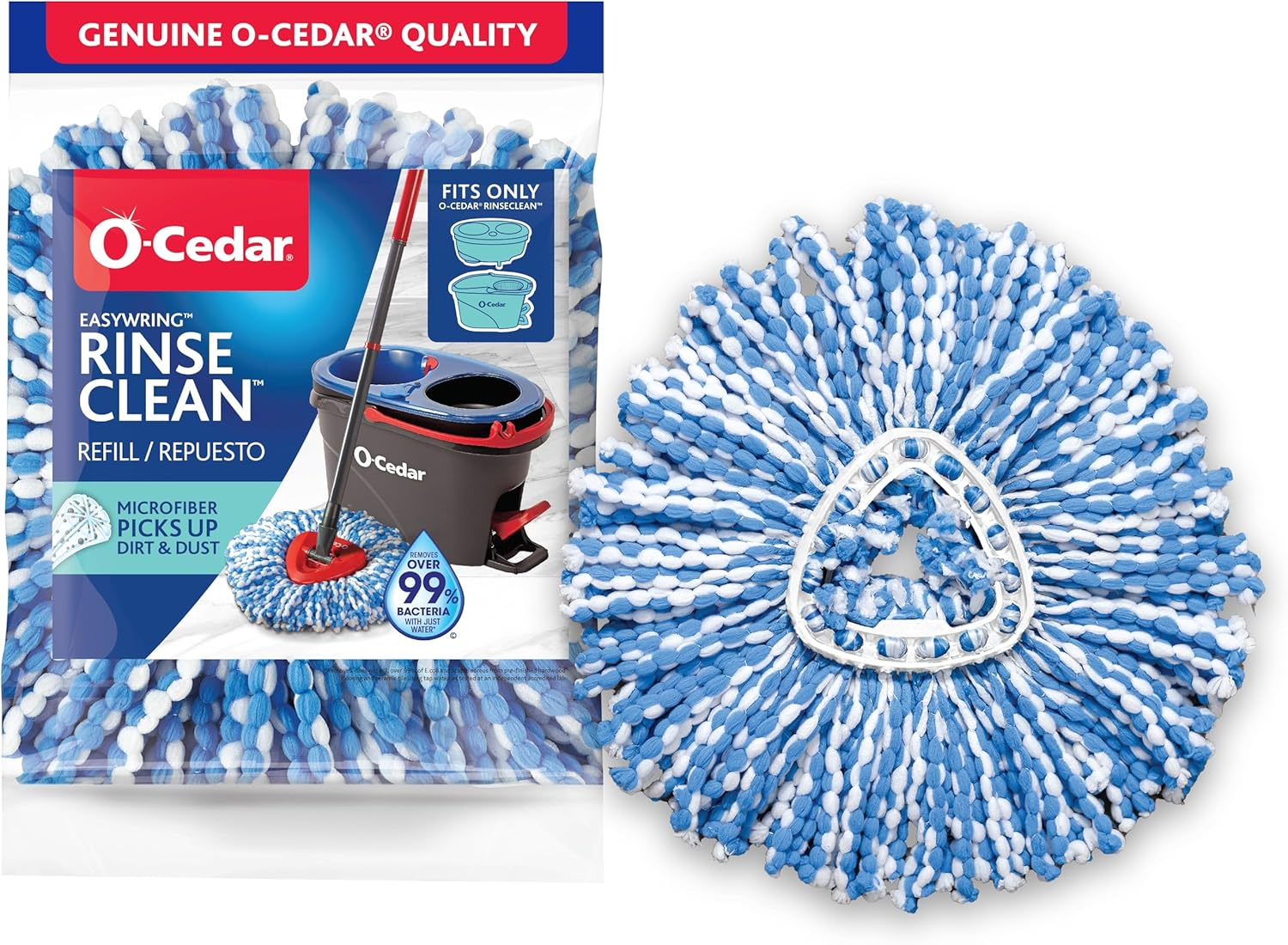O-Cedar Easywring Rinseclean Spin Mop Microfiber Refill, 1-Pack, Blue image number 1