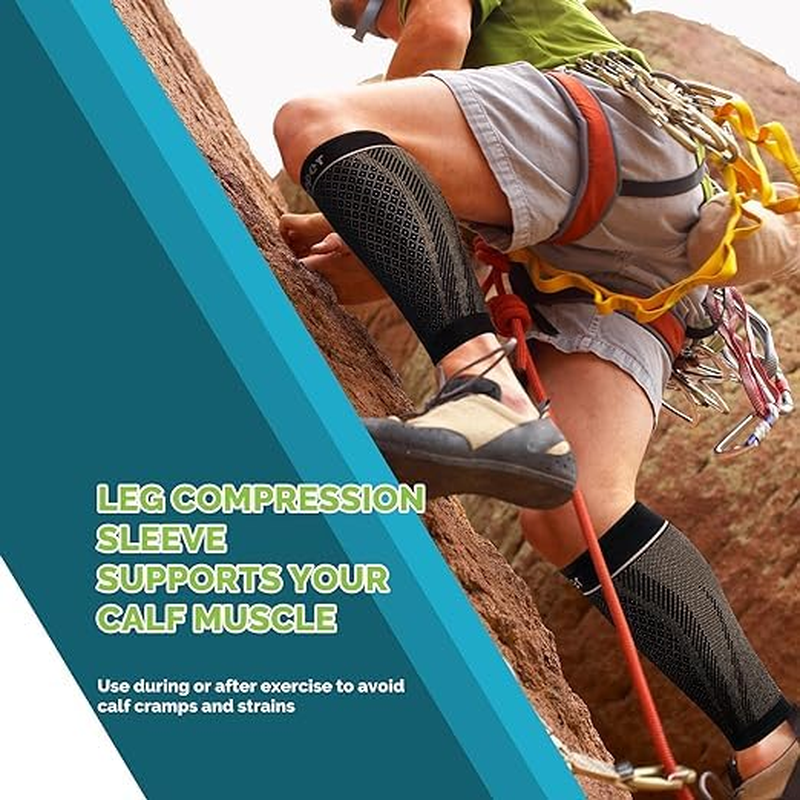 Calf Compression Sleeve Men Footless Compression Socks Women for Shin Splint Varicose Vein Football Running (Black, XL) image number 1