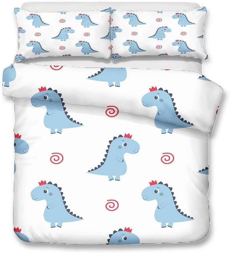 Cute Dinosaur Duvet Cover Set for Children Boy Girl Single Double King Size Bed, Morbuy 3D Printed Microfiber Bedding Sets with Pillowcases and Quilt Case (180X210Cm,Dinosaur Skeleton)