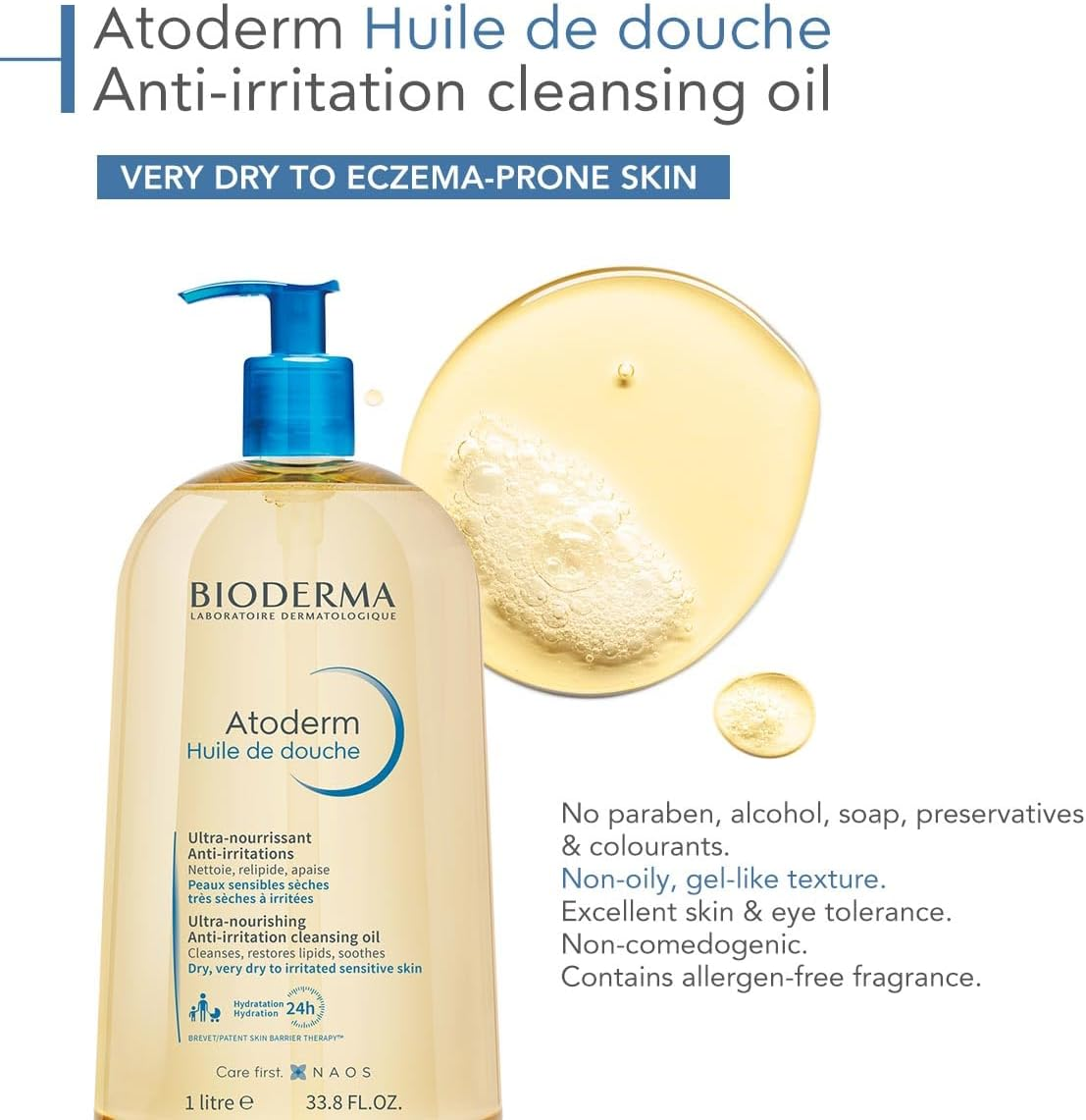 BIODERMA Atoderm Cleansing Shower Oil - Soothes Discomfort, Ultra-Nourishing Body Wash for Very Dry Sensitive Skin, 200Ml (Pack of 2) image number 6