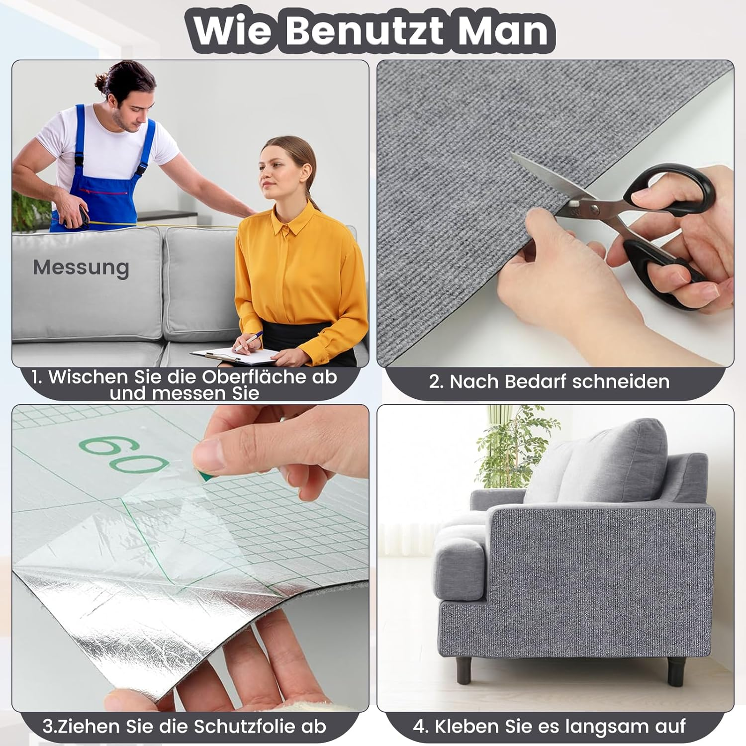 Self-Adhesive Cat Scratching Mat, Cat Wall, DIY Scratching Board, Cat Scratch Protection, Sofa Cat, Ideal for Scratching Mat, Cats, Cat Scratching Boards, Scratching Wall Grey, 200 X 40 Cm image number 1