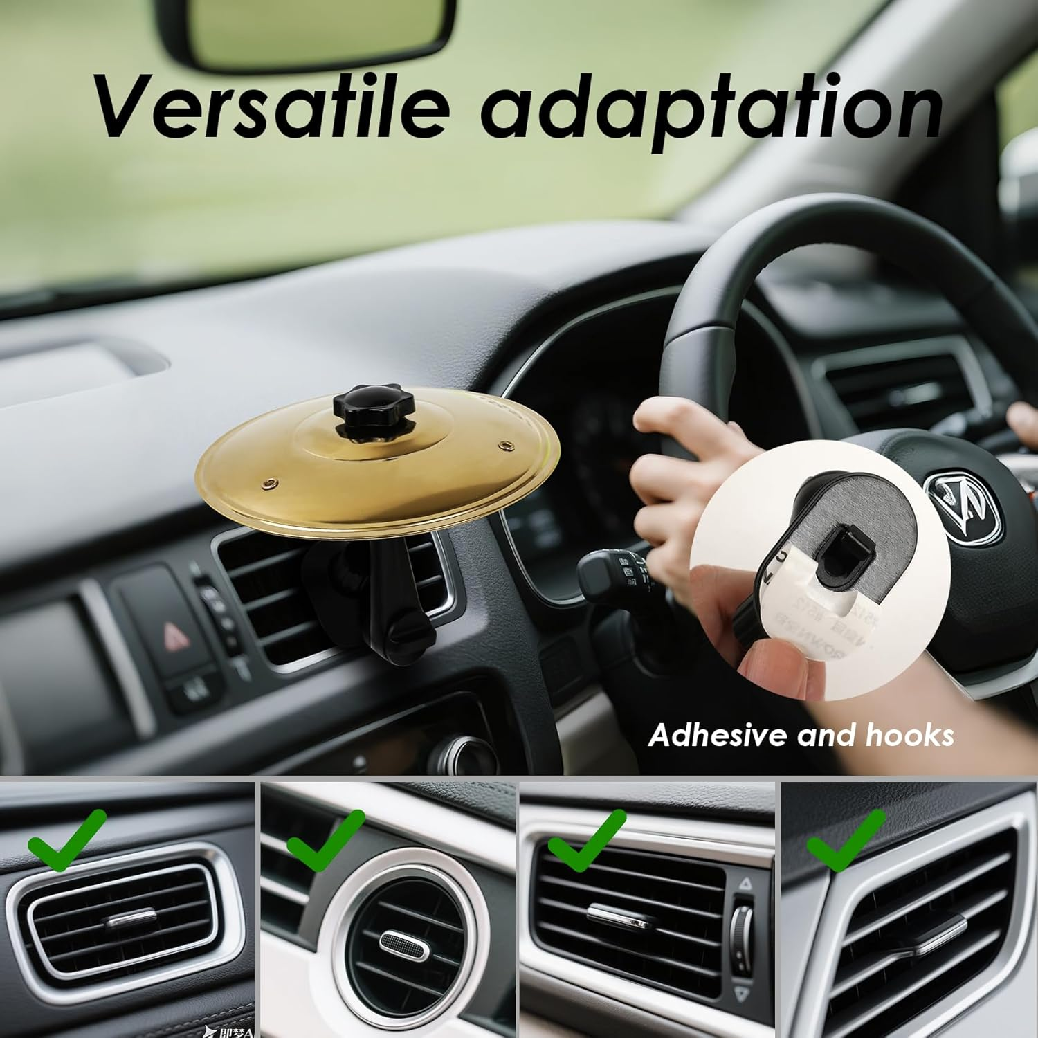 Car Crash Cymbal,Car Cymbal Air Vent Drums,Clip on Mini Symbal for Music Lovers image number 5