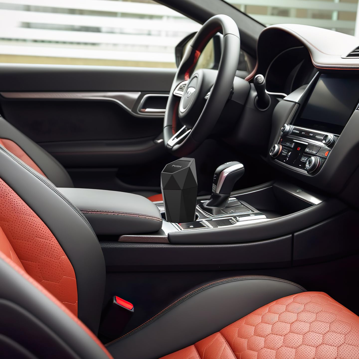 Ginsco Car Trash Can with Lid, 2 Pack Cup Holder Garbage Can for Car, Garbage Bin Cars Accessories for Interior, Leakproof Small Trash Bin, Mini Trash Can for Cars, Home, Bedroom, Office(Black) - 2, Blue image number 3