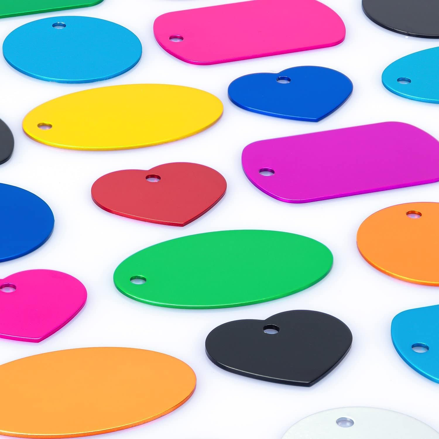 30Pcs Blank Dog Tags for Engraving, Aluminum Pet ID Tags with Rings for DIY Craft Pendant with Hole for Dog Cat Name Phone Number Metal Stamping Tags image number 4