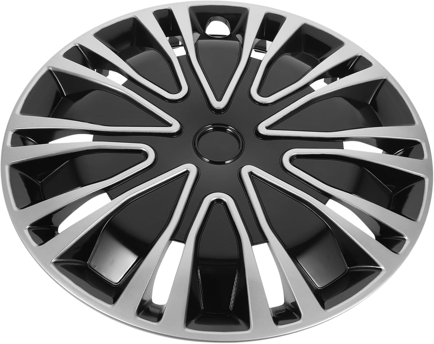 FUNOMOCYA 15-Inch Universal Car Hub Cap Decorative Wheel Hub Cover Silver Black Automotive Vehicle Wheel Caps Replacement image number 6