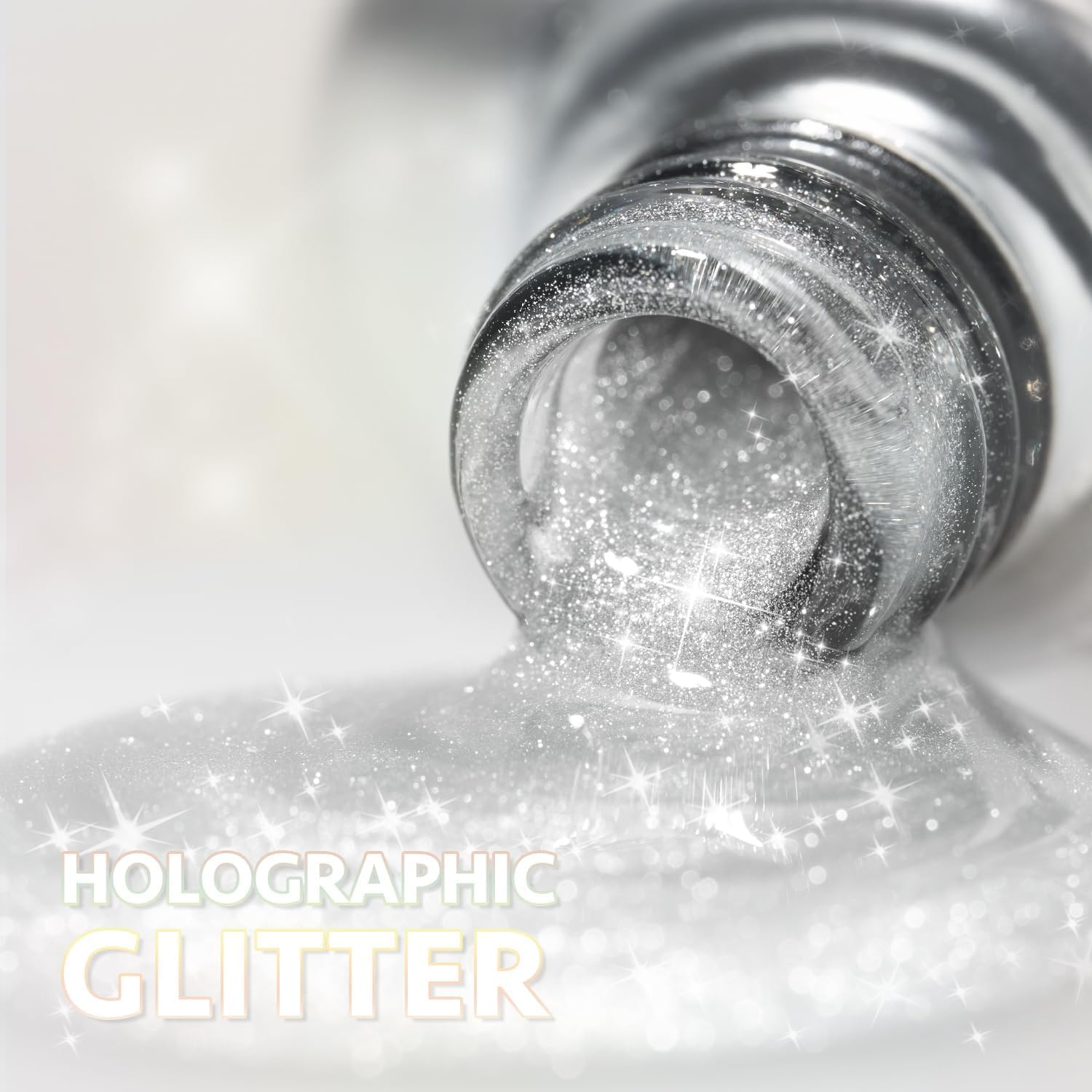 Vishine 16Ml Cat Eye Gel Nail Polish &ndash; Silver Glitter Holographic Gel, Reflective Translucent UV Gel, Crystal Shade (H001) image number 1