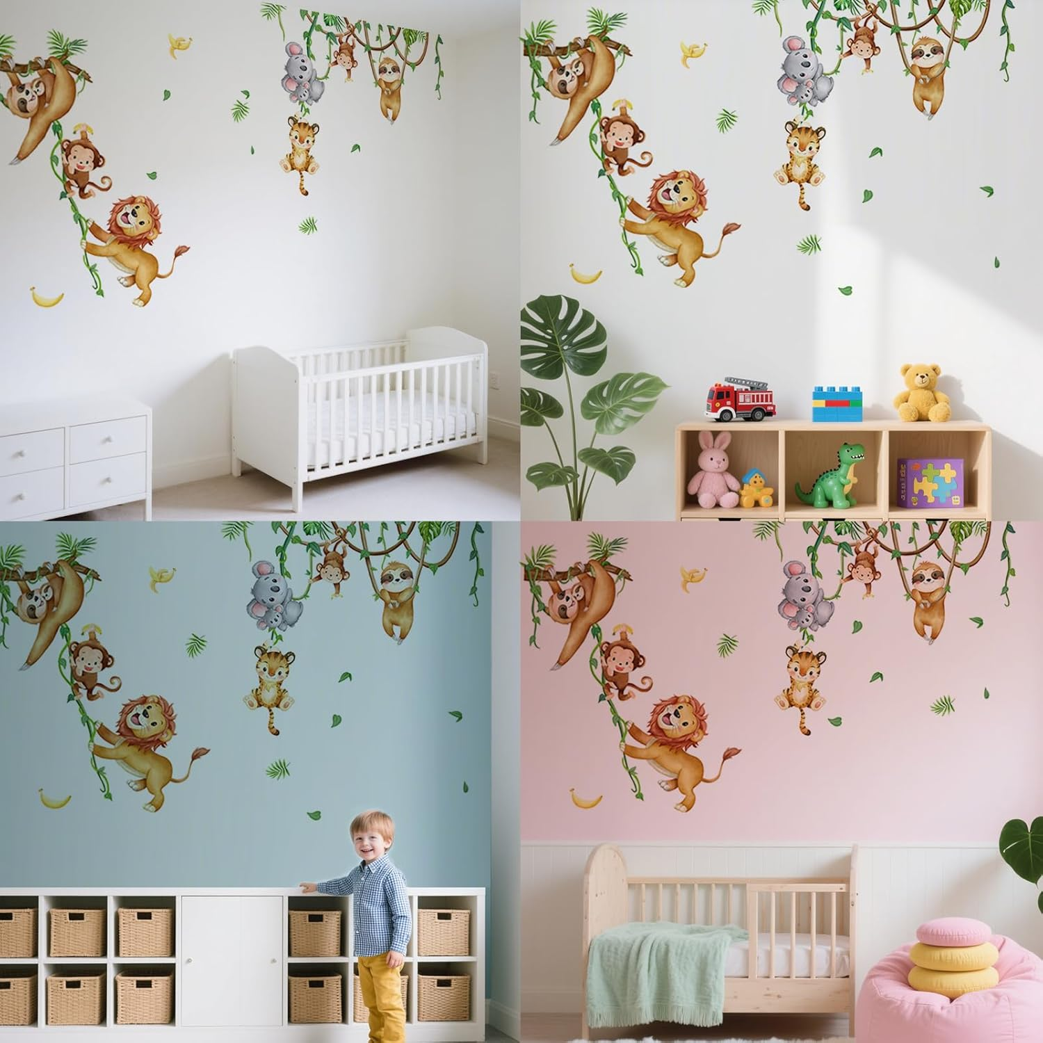 Jungle Animal Tree Wall Stickers Safari Animals and Trees Wall Stickers Peel and Stick Art Decals Suitable for Baby Room Playroom Bedroom Classroom Kindergarten Wall Decoration (30X60Cm) image number 2