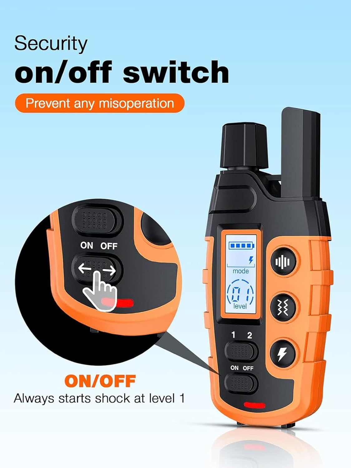 XIULIUU Dog Shock Collar - Dog Training Bark Collar with Remote for 2-55Kg Small Medium Large Dogs Rechargeable Waterproof E Collar with Beep (1-8), Vibration(1-16), Safe Shock(1-99) (Orange) image number 3