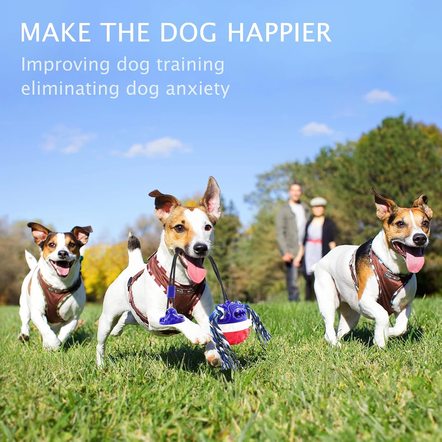 Dog Toys, Dog Chew Toys for Aggressive Chewers,Dog Rope Toys with Suction Cup for Puppy Dogs,Dog Training Treats Teething Toys for Boredom Dog Puzzle Toy Treat Food Dispensing Ball Toys (Navy Blue) image number 4