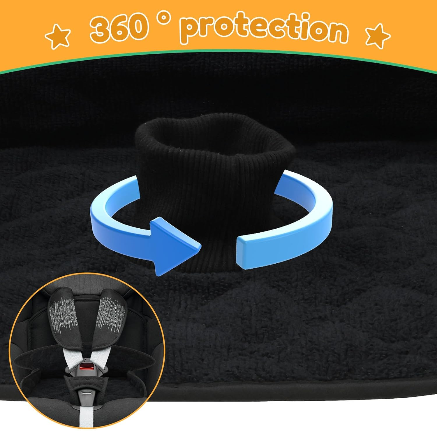 2 Pack Infant Car Seat Protector for Potty Training, Dry Waterproof Car Seat Liner Toilet Training, Reusable Piddle Pads Cover, 4 Layer Leakage Protection Vehicle Seat Liner for Chair (Black) - Light Grey image number 2