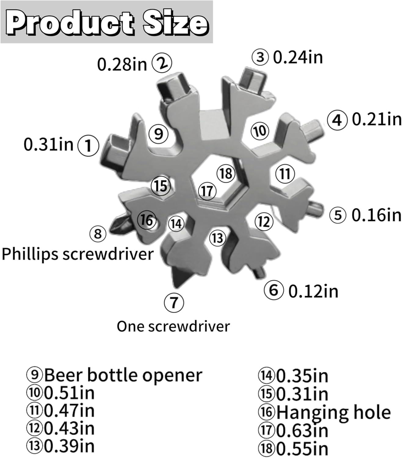 4 PCS Multifunctional Snowflake Wrenchs,18-In-1 Multi-Purpose Screwdriver,Portable Screwdriver Keyring,Universal Portable Tool Set,Flat Phillips Screwdriver,Wrench,Mini Durable and Portable image number 3