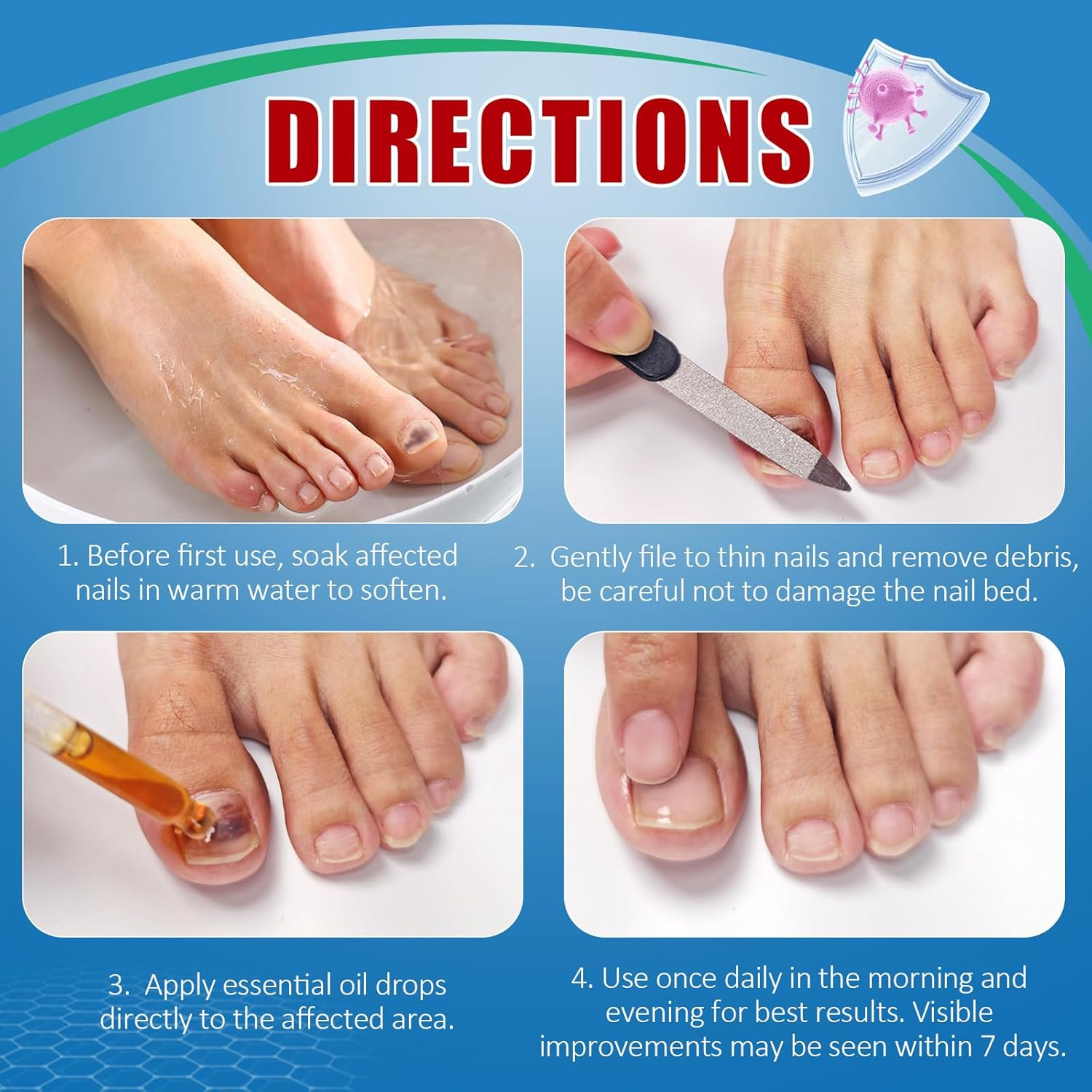 Toenail Fungus Treatment Liquid 30Ml | Extra Strength with Undecylenic Acid 25% and Tea Tree Oil | Nail and Toe Support | Fast-Absorbing Formula | 2 Pack