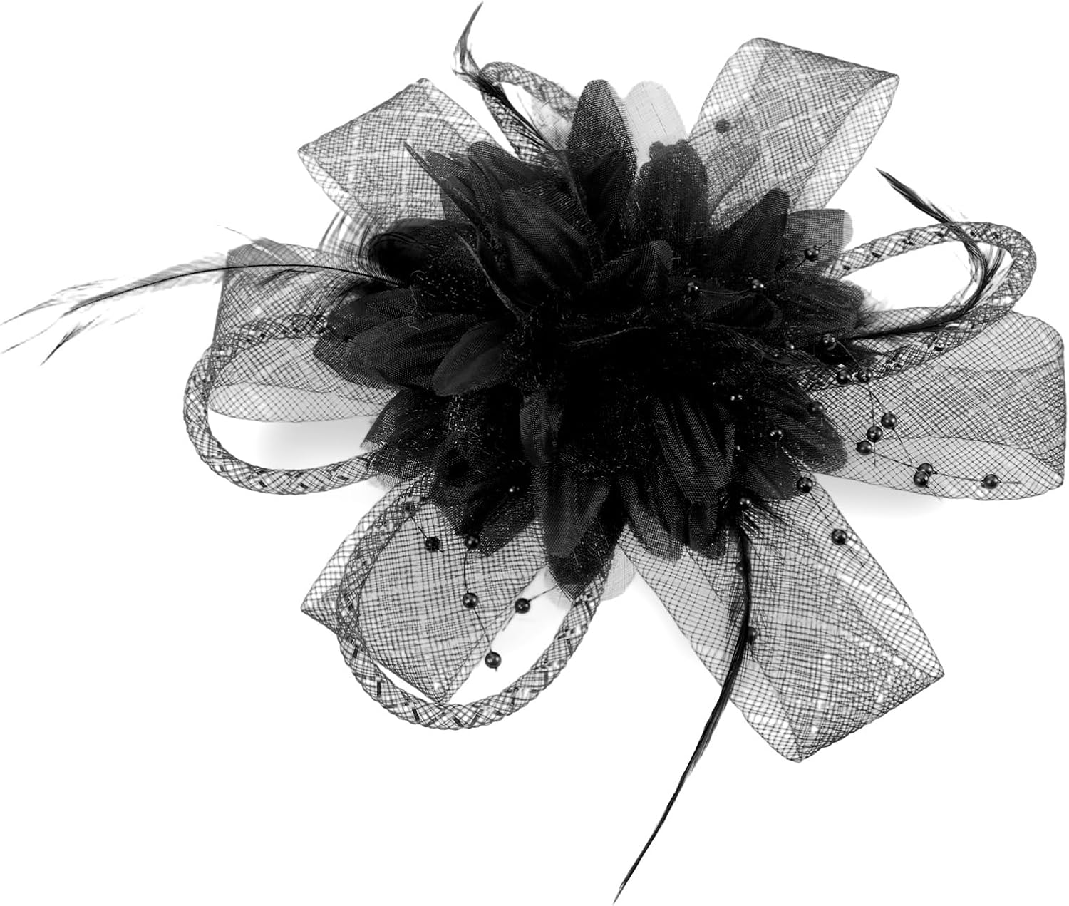 Sibba Flower Hats Clip Tea Party Lapel Pin Hair Clip Flower Feather Hair Clips Hair Pin Butterfly Accessories Dresses Headband Set Women Girls Travel Wedding Prom Valentine'S Day Black C
