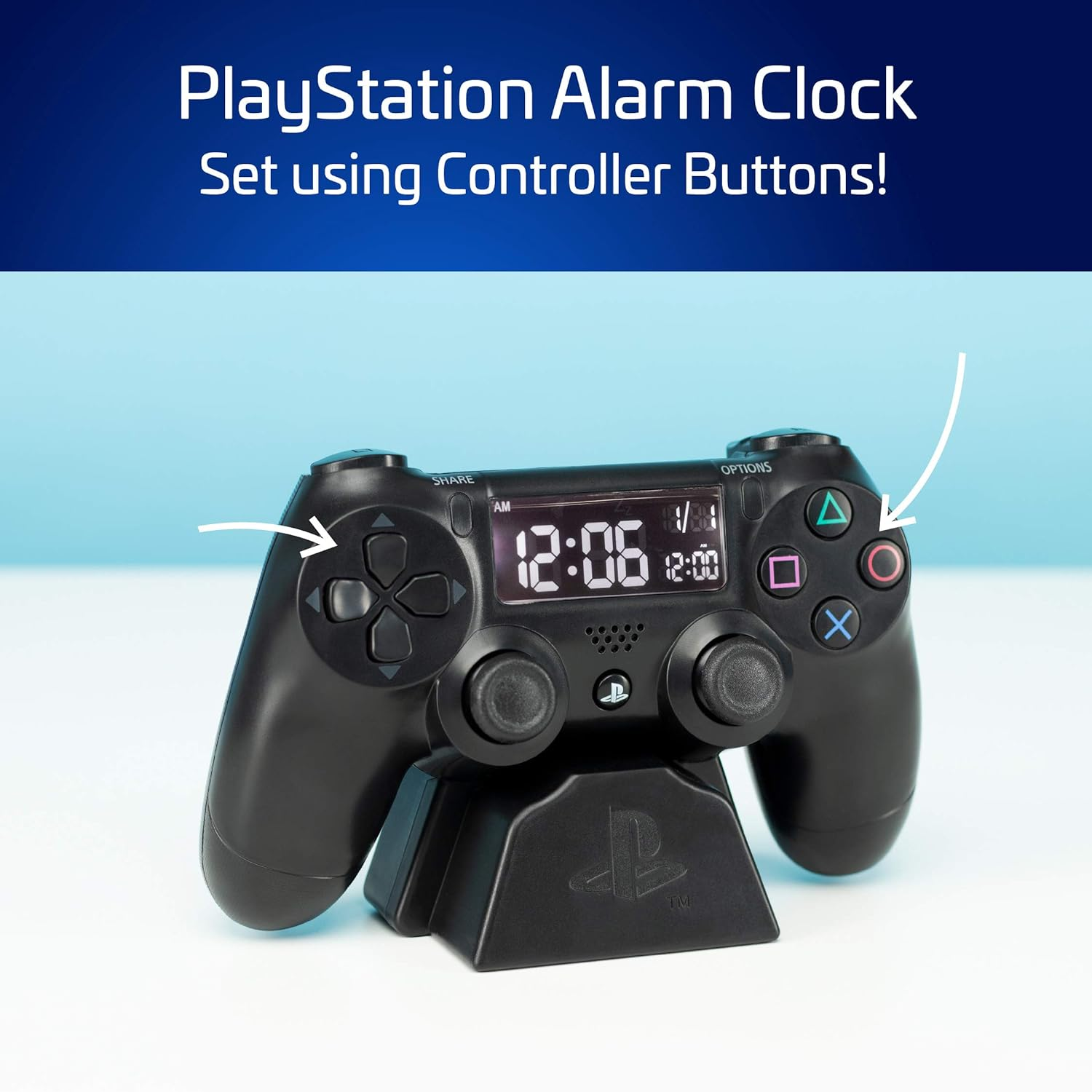 Paladone Playstation Alarm Clock &ndash; Officially Licensed Playstation USB Powered Clock, PS5 Controller Digital Gaming Alarm for Bedroom or Desk, Present for Gamers and Collectors image number 6