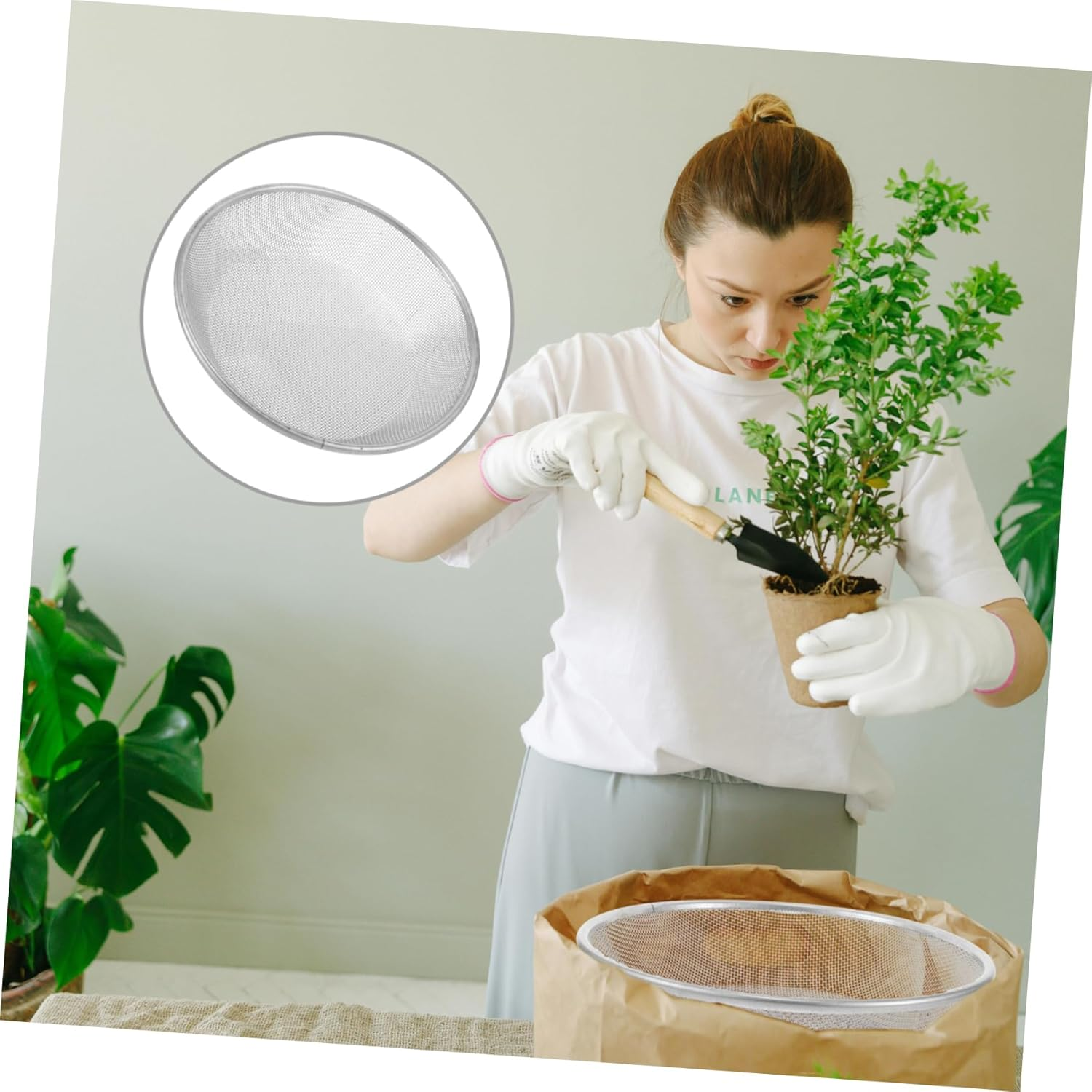 CAXUSD Fine Mesh Soil Sifter for Garden Tool Multipurpose Strainer for Women Gardening Gloves Bucket Compatible image number 5