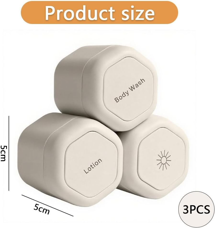 MUSONG 3PCS Travel Toiletry Bottles, Leakproof Refillable Containers for Shampoo, Conditioner, Lotion & Body Wash, Approved Size, Magnetic & Stackable Travel Storage for Women & Men image number 3