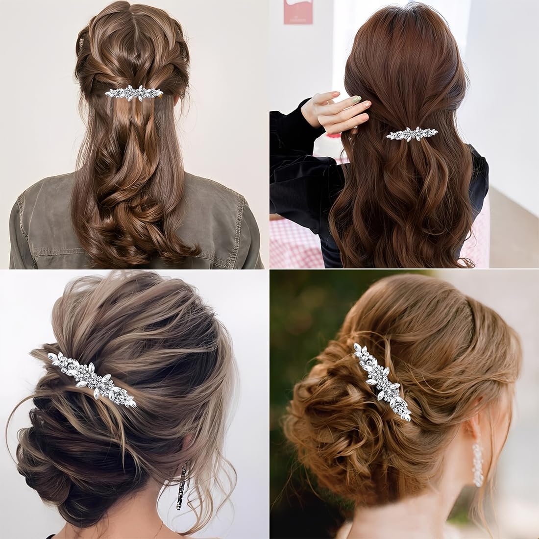 JYNVO 3Pcs Flower Wedding Hair Comb Silver Pearl Headpiece Bridal Hair Accessories for Women and Girls image number 1