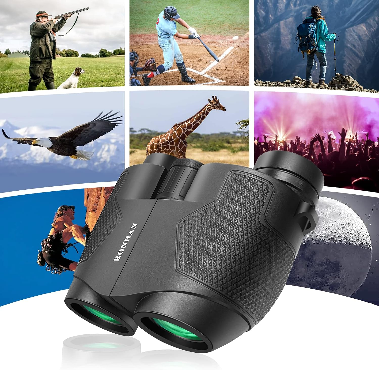 RONHAN 15&times;25 Compact Binoculars for Adults Kids, Small Binoculars with Large View Clear Low Light Vision, High Power Lightweight Binocular for Cruise Ship Bird Watching Travel with Case and Strap image number 3