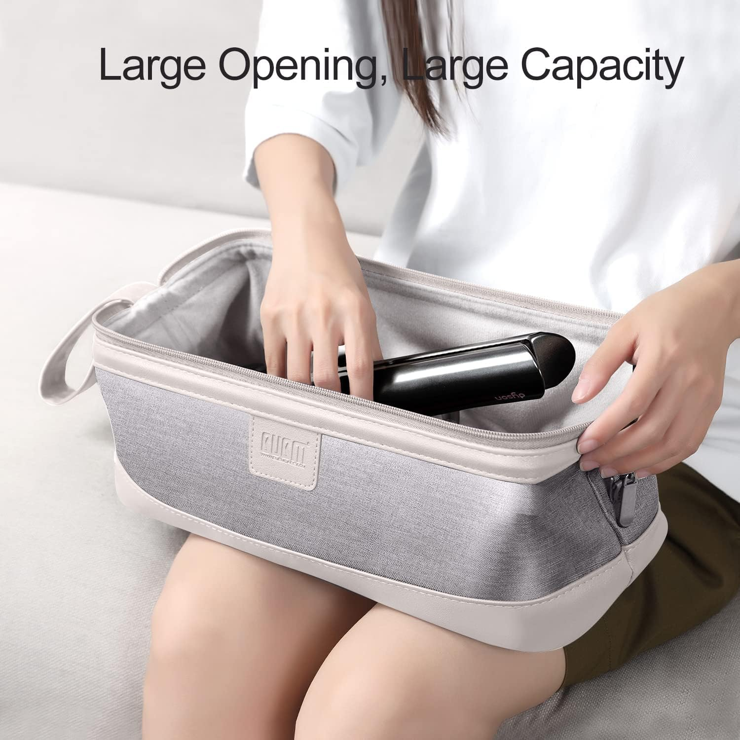 BUBM Travel Case for Dyson Airwrap Styler/Shark Flexstyle,Portable Carrying Case for Dyson Supersonic Hair Dryer,Waterproof Anti-Scratch Dustproof Protection Organizer Travel Storage Bag, Light Gray image number 4