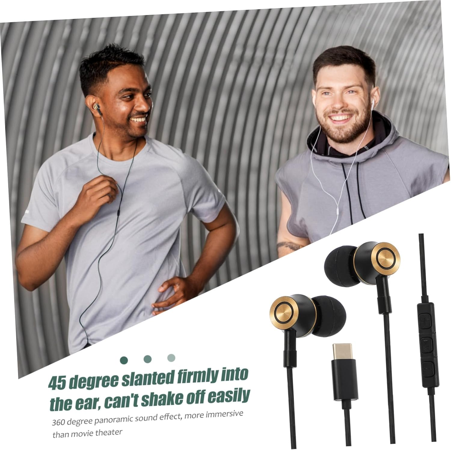 CLISPEED USB C Headphone In-Ear Noise Canceling Headset with Volume Control Ergonomic Design Compatible with Type-C Devices for Calls and Comfortable Long Wear image number 5