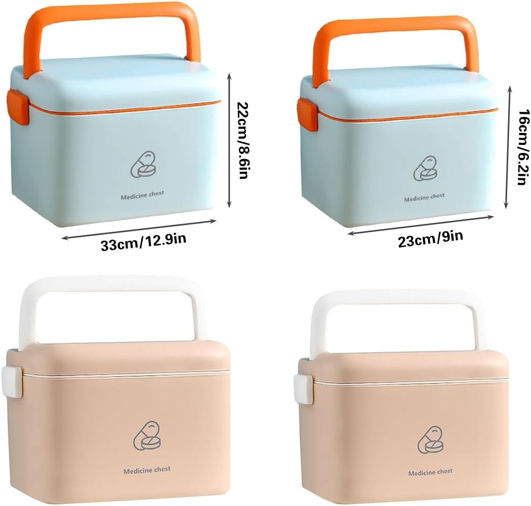AIMALL Large Capacity PP Medicine Storage Box with Handle for Home Office Travel, Portable Light-Proof Moisture-Proof First Aid Kit, 12.9&times;8.6In & 9&times;6.2In image number 4