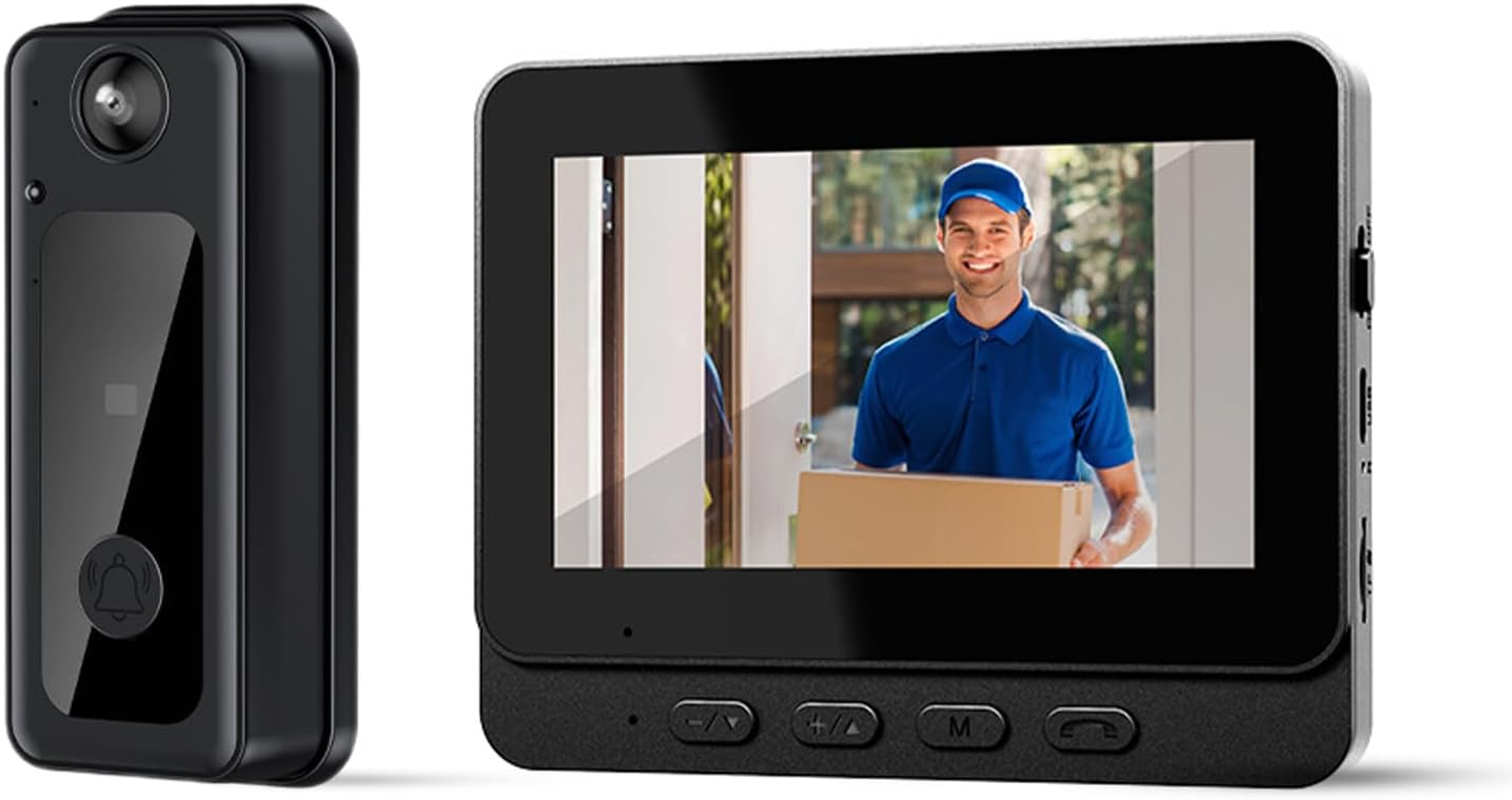 Wireless Wifi Video Doorbell Intercom System, 1080P Video Doorbell Camera with Monitor, Video Door Phone System with 170&deg; Wide Angle Night Vision 2 Way Talk for Home Surveillance image number 2