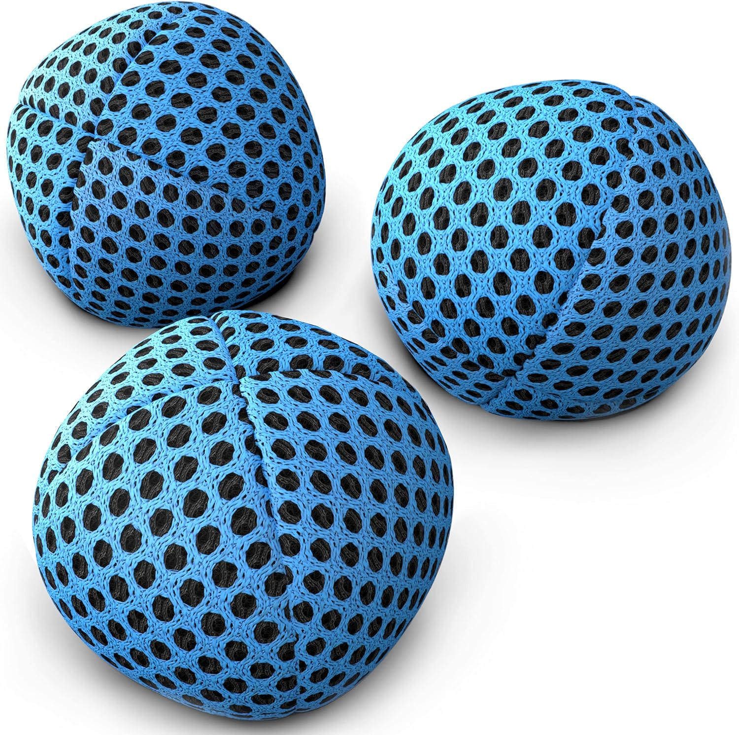 Speevers Juggling Balls for Beginners and Professionals, Xballs Set of 3 Fresh Design - 5 Beautiful Uni Colors Available, 2 Layers of Net Carry Case, Choice of the World Champions 120G (Blue)