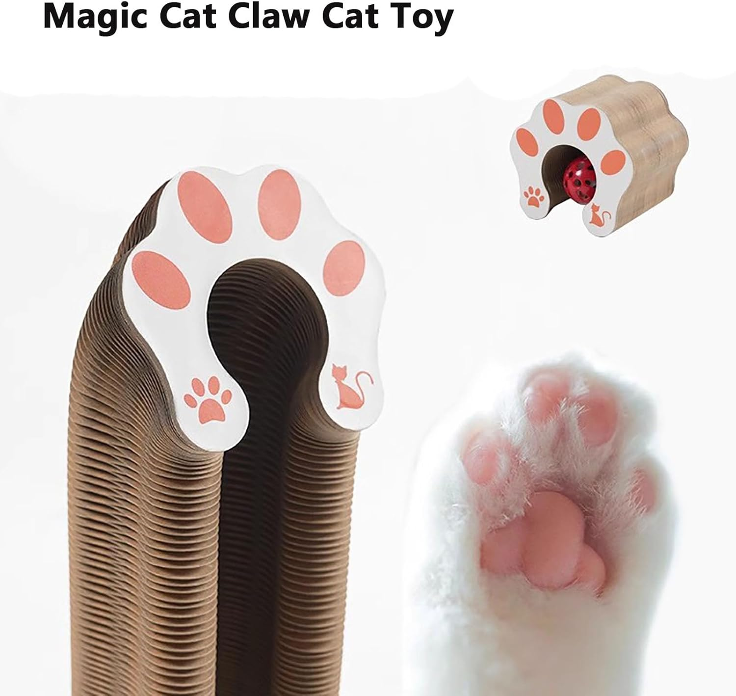 YAKESD Magic Organ Cat Scratcher Board - Interactive Foldable Cat Scratching Pad with Bonus Kring Ball Toy - Durable & Recyclable Cat Toy image number 2