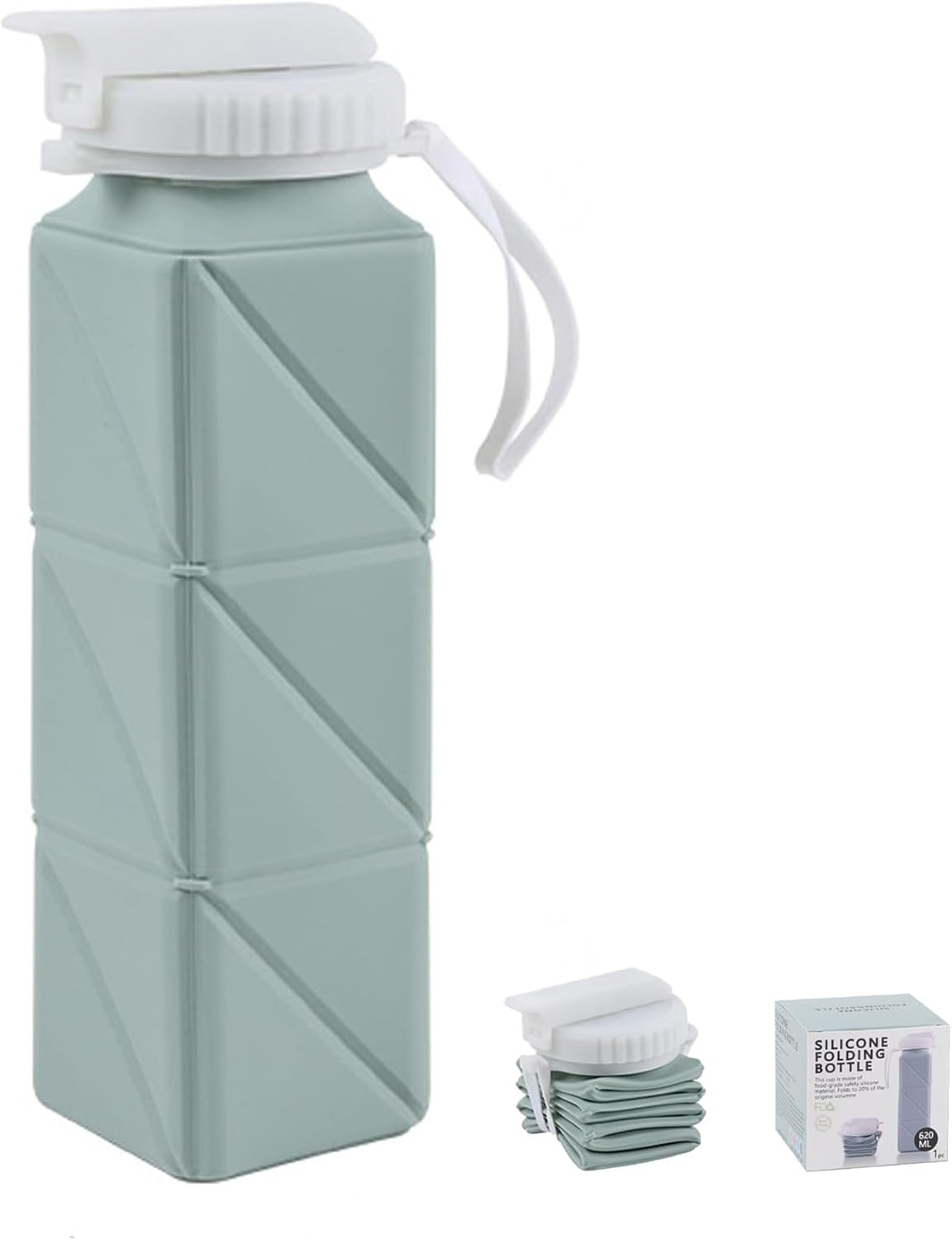 Collapsible Water Bottles with Leakproof Lid, 21Oz Silicone Travel Bottles - Leakproof Bpa-Free Foldable Travel Bottle for Travel Gym, Hiking, Sports, Camping, Biking Portable Reusable Expandable image number 4