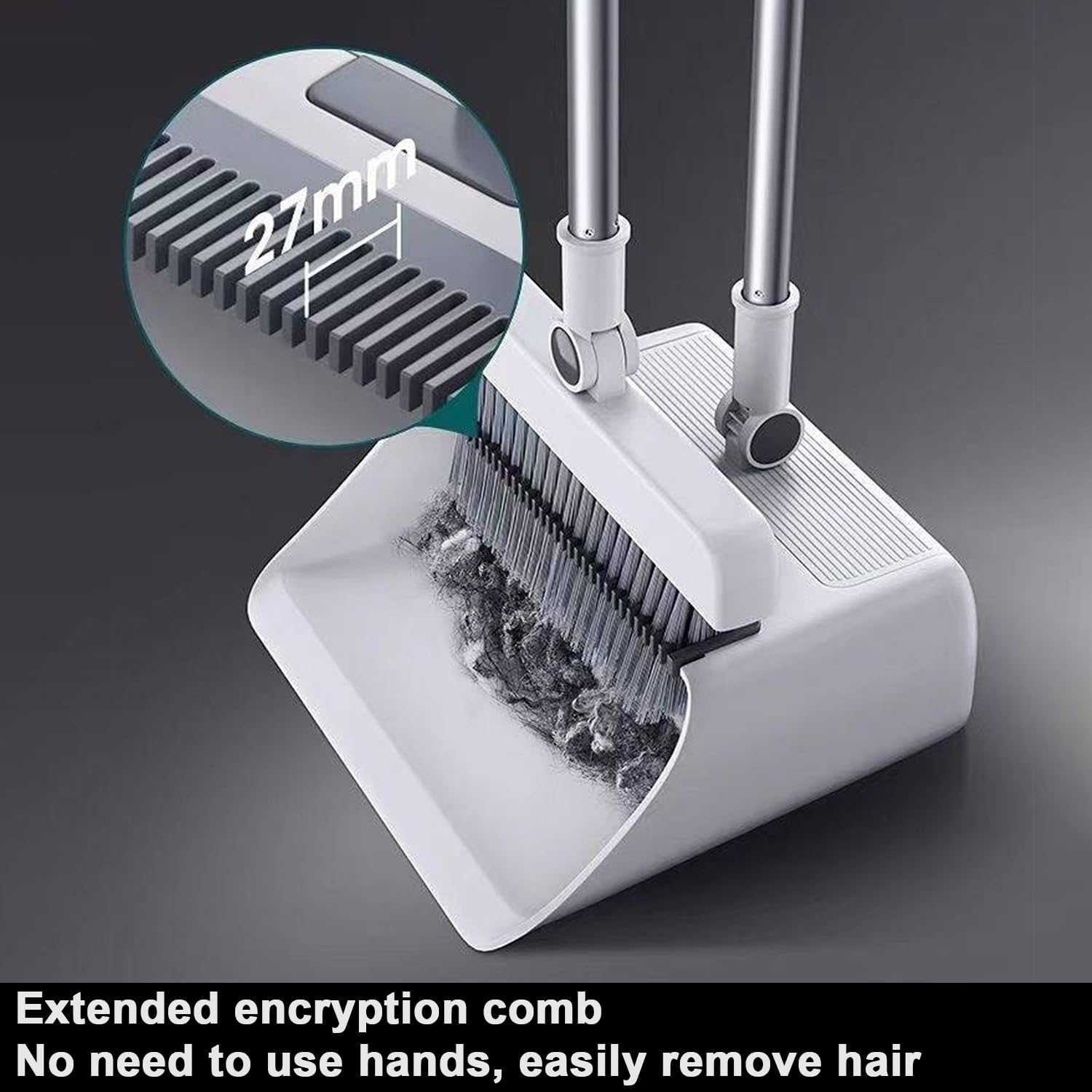 4-In-1 Broom with Dustpan Combo with Upright Stand, Built-In Squeegee and Scrubber for Effortless Cleaning in Home Kitchen Bathroom, Indoor Outdoor Use image number 5