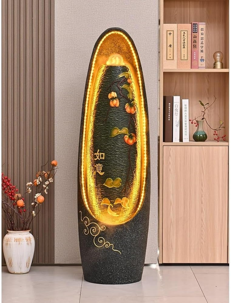 Outdoor Fountain European Style Flowing Fountain, Living Room Feng Shui Wheel Circulating Water Humidifier Office Landscape Decoration Ornaments(Black) - Gold image number 5