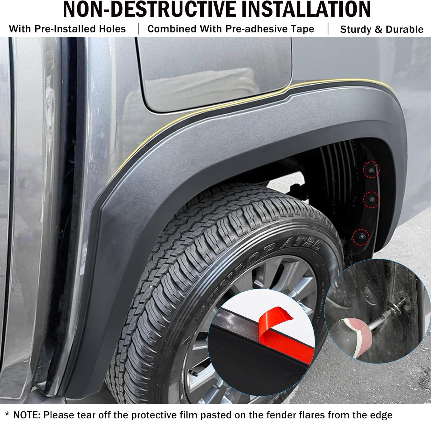 For Mitsubishi Triton MV 2024 2025 Accessories Fender Flares Wheel Arches Guard Protector Cover 43MM Extra Wide Body Kit Wheel Brow, Matte Black 6Pcs/Set image number 4