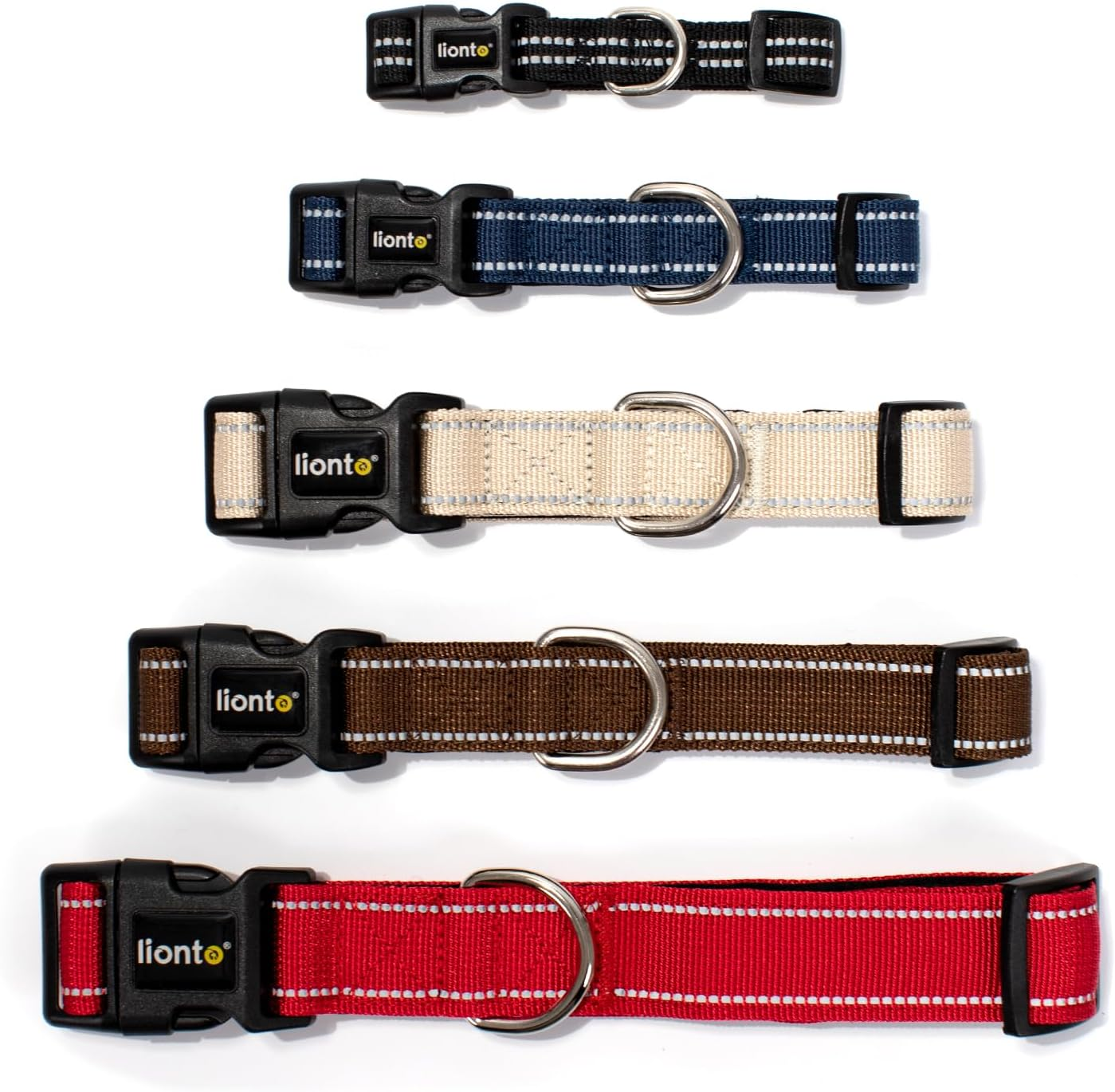 Lionto Padded Dog Collar Nylon Reflective Waterproof Adjustable Size S Blue