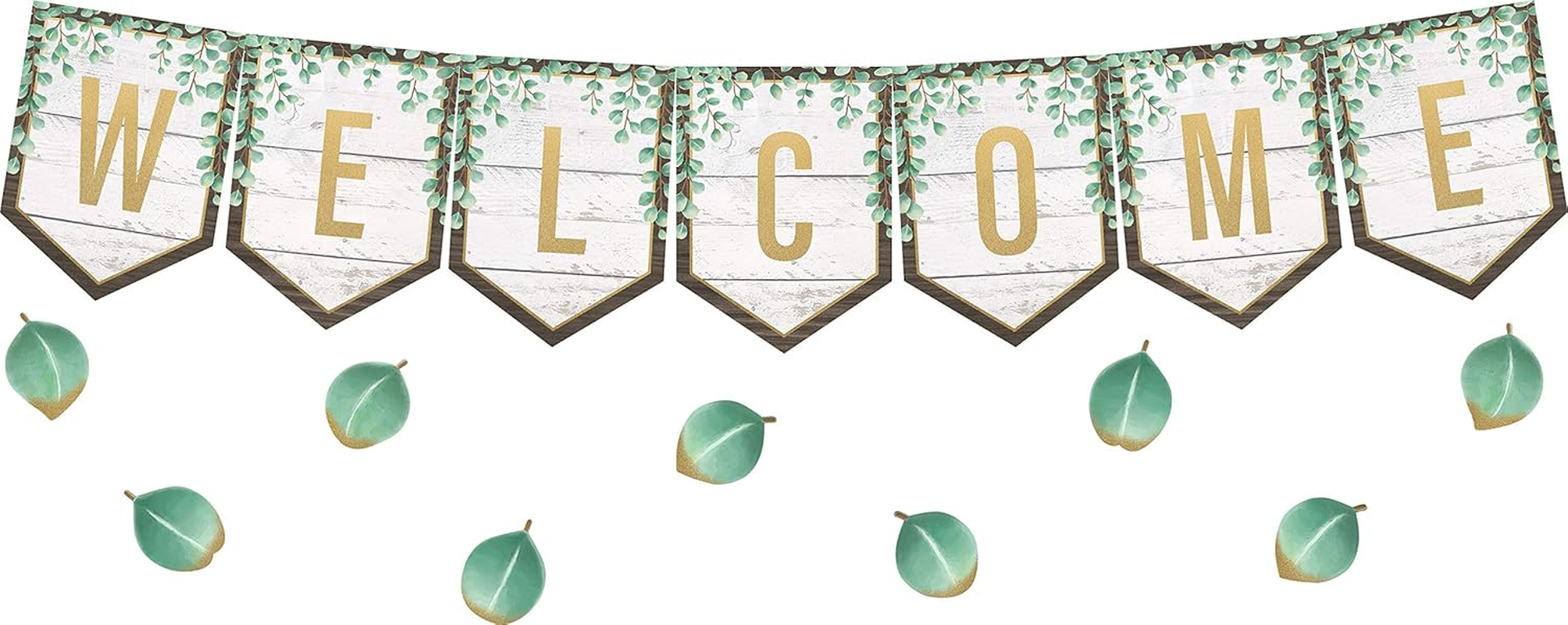 Teacher Created Resources Eucalyptus Pennants Welcome Bulletin Board (TCR8472) image number 2
