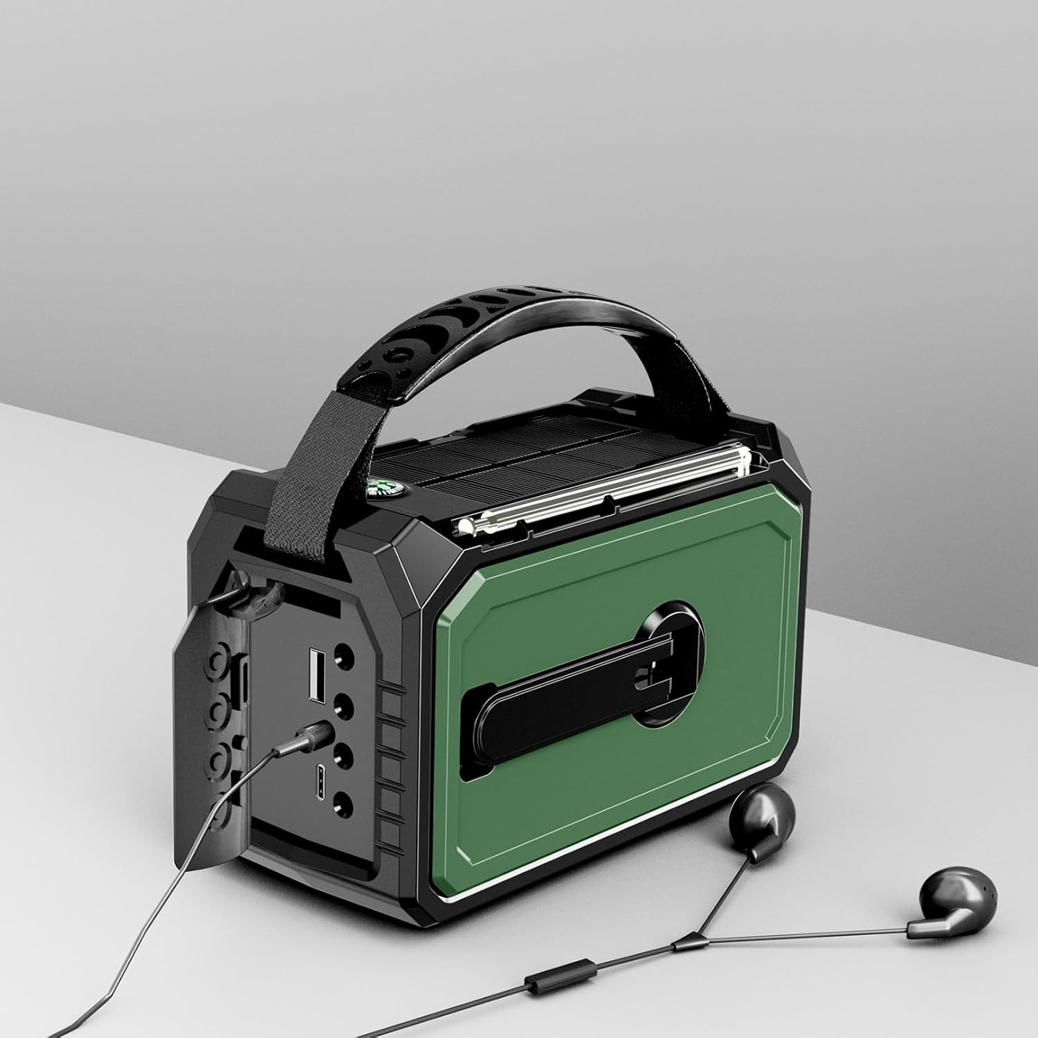 16000 Mah/59200 Mwh Crank Radio, Portable Emergency Radio with Crank, AM/FM Solar Radio with Mobile Phone Charging Function, SOS Alarm/Headphone Jack/Reading Light/Compass for Camping, Outdoor, image number 3