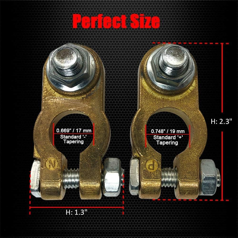 Starwood Brass Battery Terminal Connectors, Heavy Duty Top Post Battery Clamp Set for Marine, Car, Boat, RV Vehicles (1 Pair)