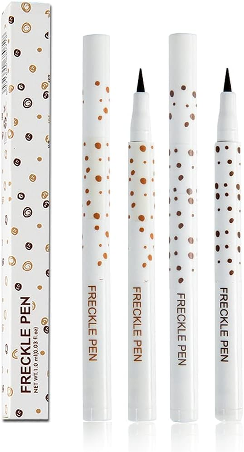 Wimode 2 Colors Freckle Pen Waterproof Long-Lasting Quick Dry Small Spot Natural Lifelike Freckle Makeup Pen (Light Brown)