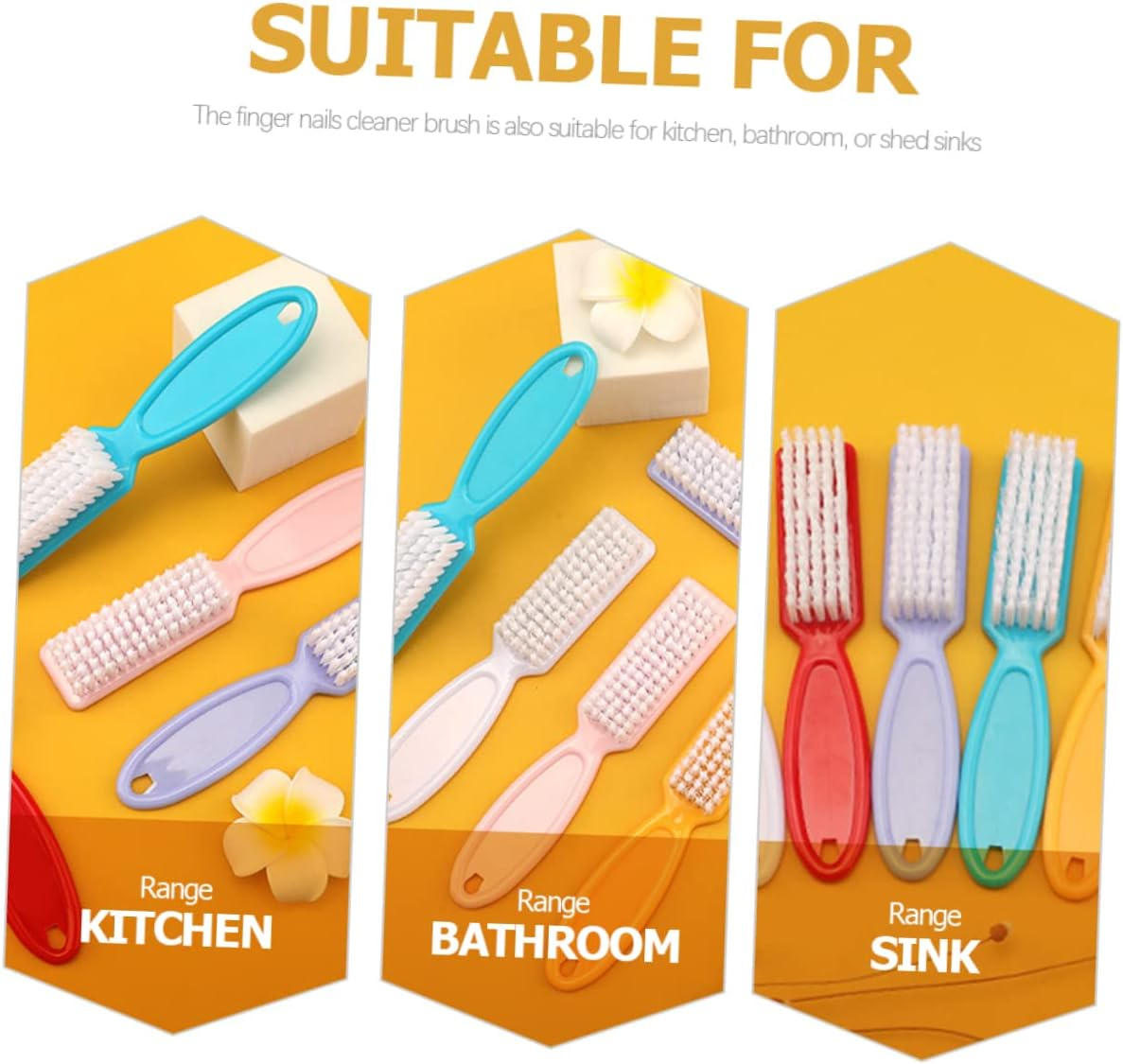 ADOCARN 24Pcs Portable Hand Grip Nail Brush for Manicure Cleaning Brush for Ages Random Color image number 4