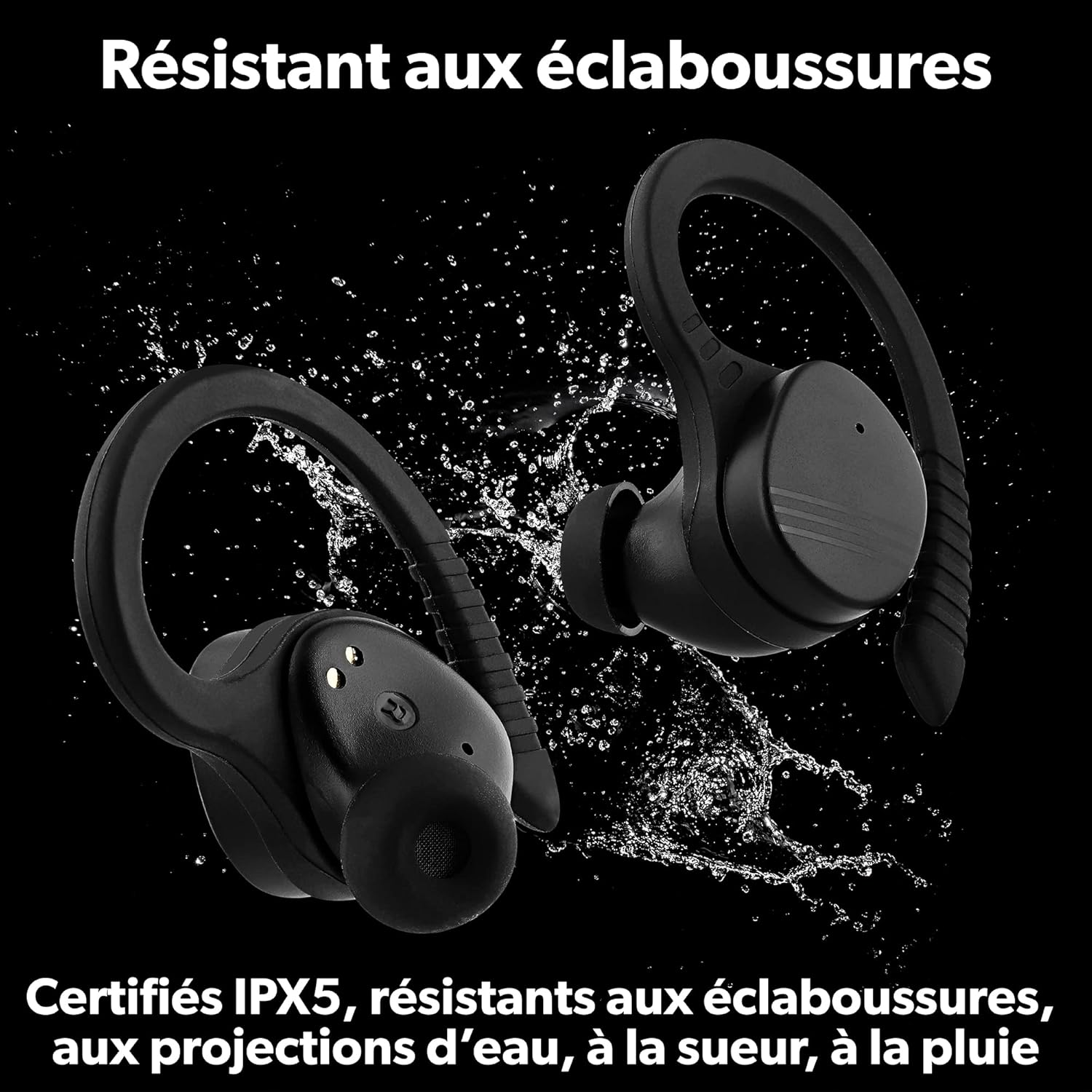 T'NB Bluetooth Headphones, Wireless Intra Earbuds, Splashproof, Touch Control and Charging Box, Built-In Microphone, up to 30 Hours Listening Time, Sports, Training - Black image number 1