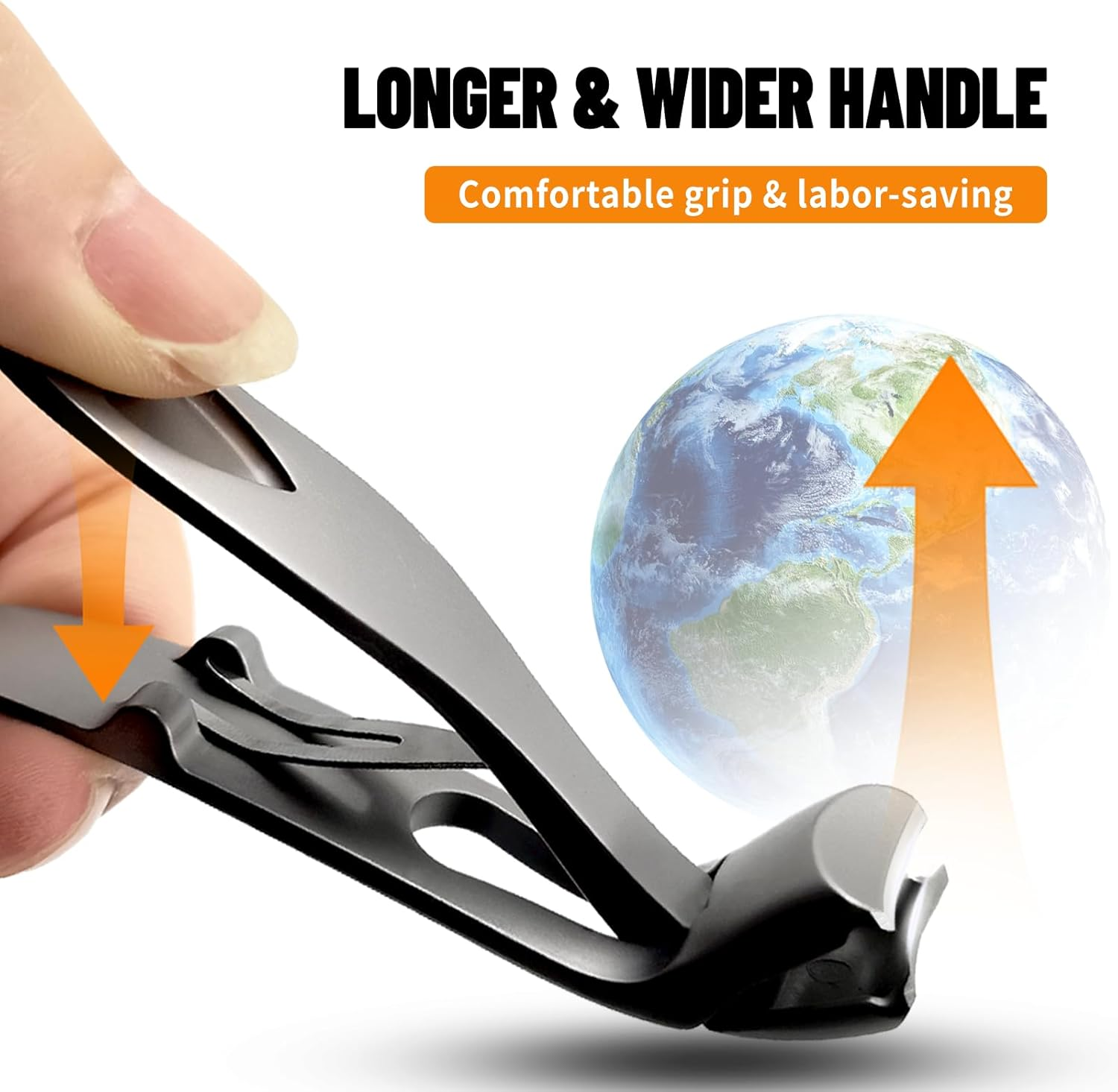 Angled Head Nail Clippers,Toenail Clipper with Metal Nail File for Men and Women,Silver image number 3